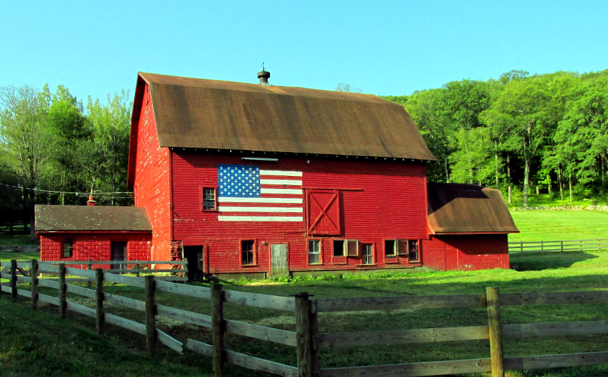 A countryside view representing local farms and farm products